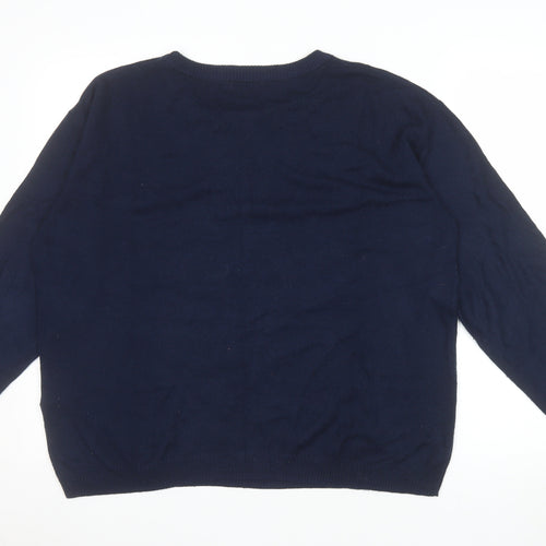 Cath Kidston Women’s Blue Rainbow Stripe Crew Neck Cotton Jumper XL