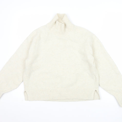 Uniqlo Women Ivory Roll Neck Wool Blend Knit Jumper XS