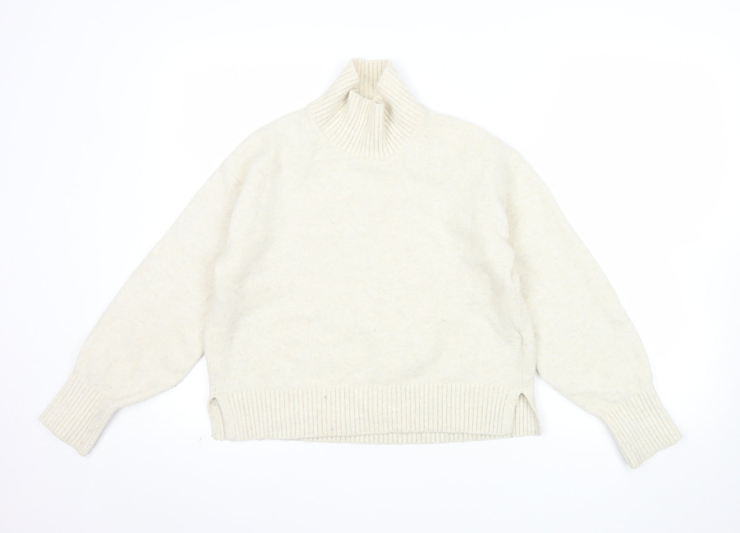 Uniqlo Women Ivory Roll Neck Wool Blend Knit Jumper XS
