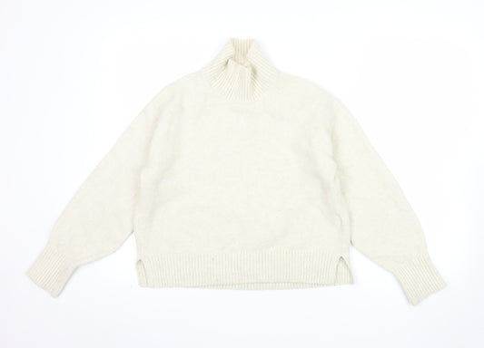 Uniqlo Women Ivory Roll Neck Wool Blend Knit Jumper XS