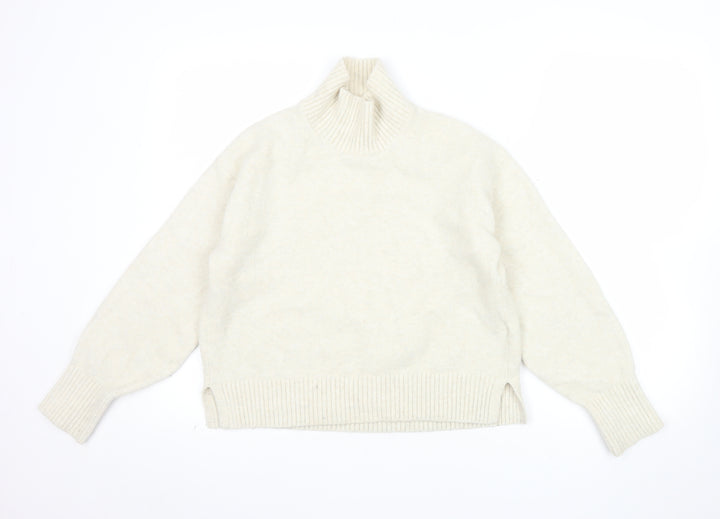 Uniqlo Women Ivory Roll Neck Wool Blend Knit Jumper XS