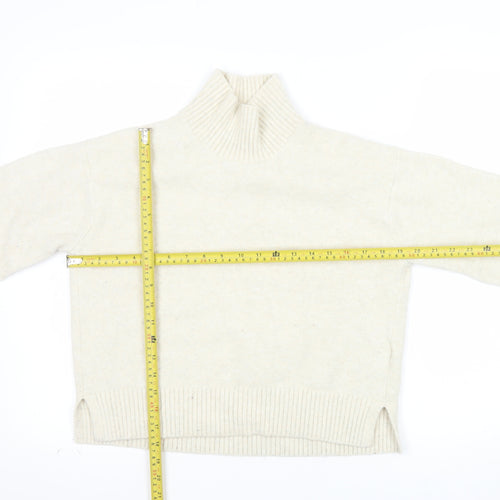 Uniqlo Women Ivory Roll Neck Wool Blend Knit Jumper XS