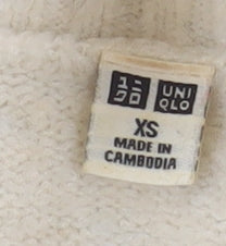 Uniqlo Women Ivory Roll Neck Wool Blend Knit Jumper XS