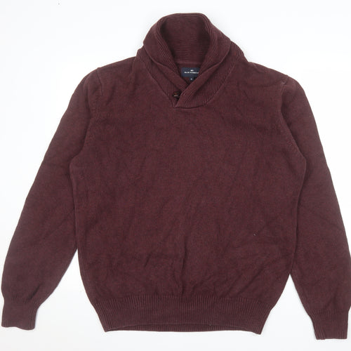 Marks and Spencer Blue Harbour Men Brown XL Cotton Shawl Collar Jumper