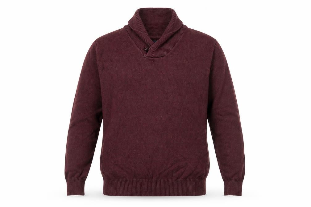 Marks and Spencer Blue Harbour Men Brown XL Cotton Shawl Collar Jumper