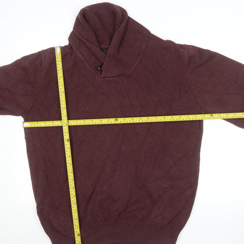 Marks and Spencer Blue Harbour Men Brown XL Cotton Shawl Collar Jumper