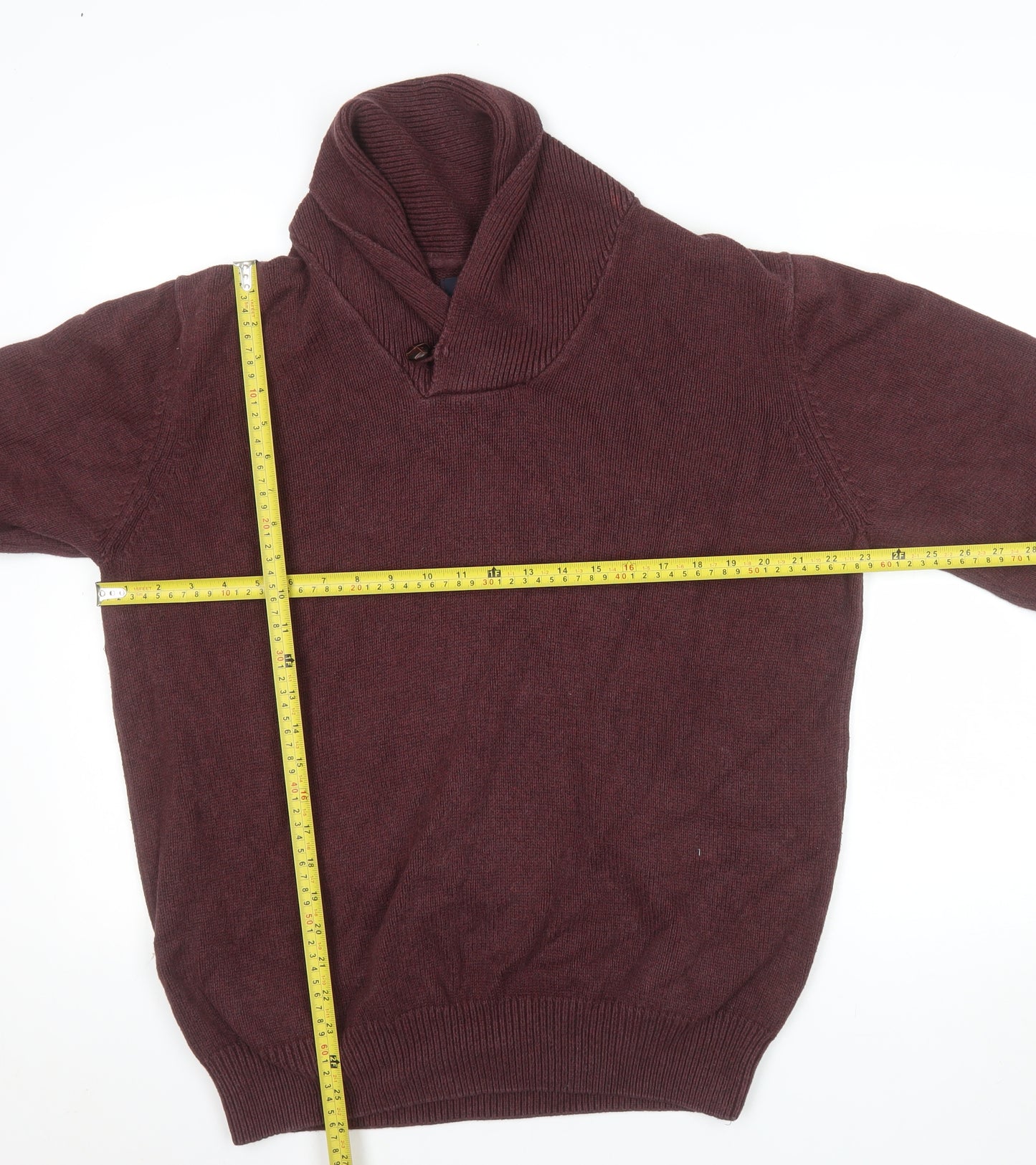Marks and Spencer Blue Harbour Men Brown XL Cotton Shawl Collar Jumper
