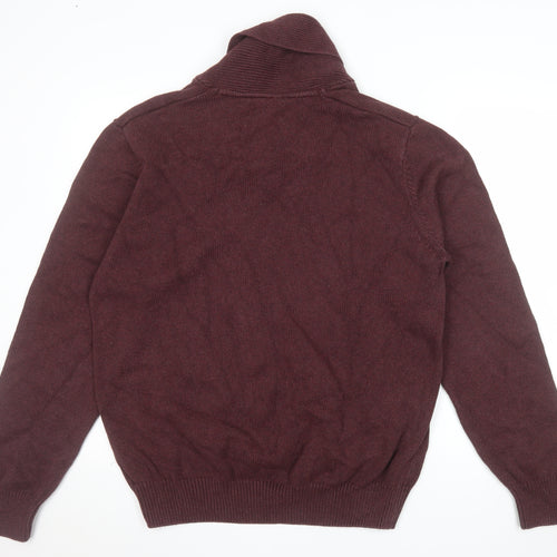 Marks and Spencer Blue Harbour Men Brown XL Cotton Shawl Collar Jumper