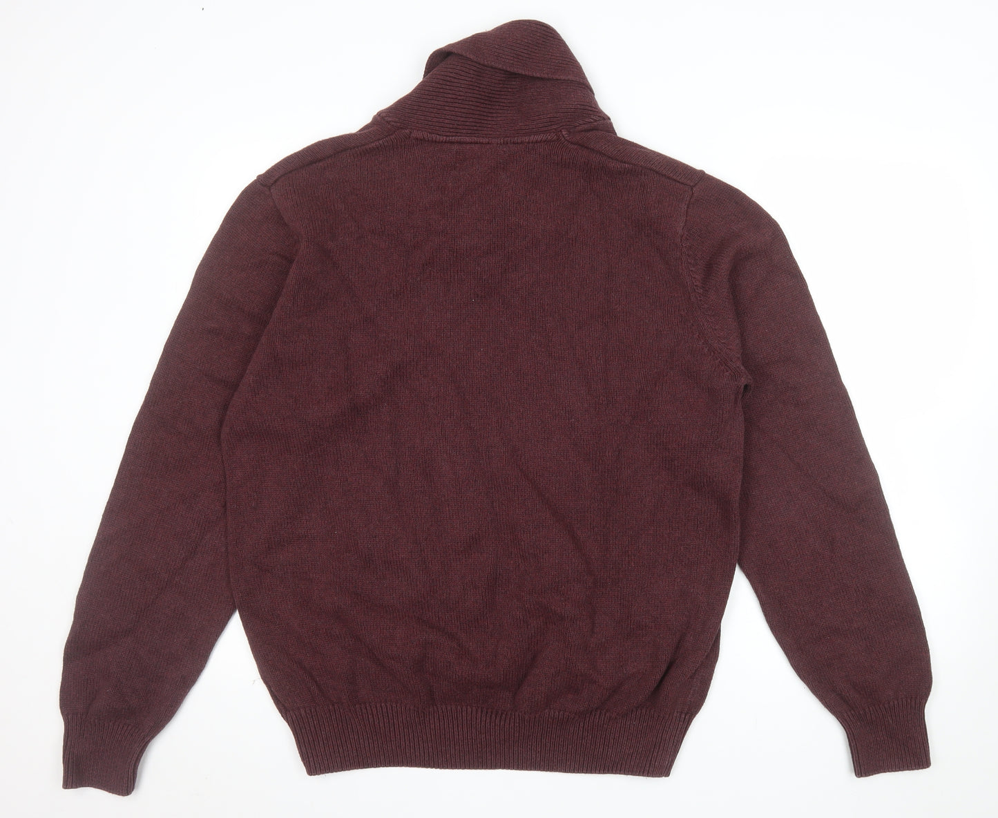 Marks and Spencer Blue Harbour Men Brown XL Cotton Shawl Collar Jumper