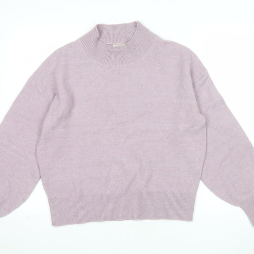 Fat Face Women's Purple Mock Neck Alpaca Wool Blend Jumper Size 8