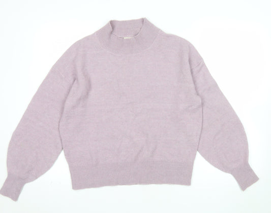 Fat Face Women's Purple Mock Neck Alpaca Wool Blend Jumper Size 8