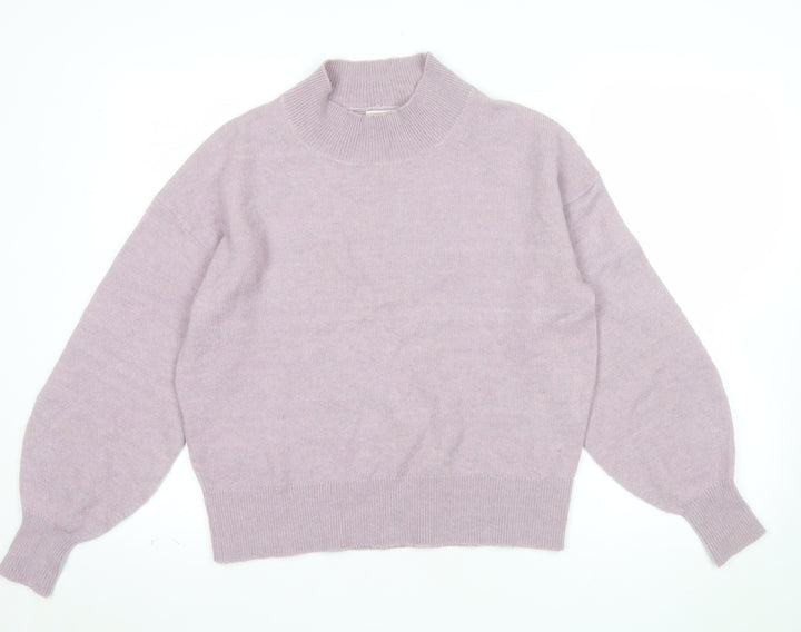 Fat Face Women's Purple Mock Neck Alpaca Wool Blend Jumper Size 8
