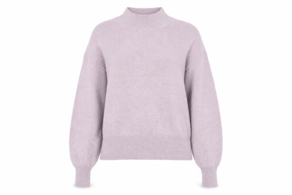 Front view of FatFace Women's Purple Mock Neck Alpaca Wool Blend Jumper, size 8