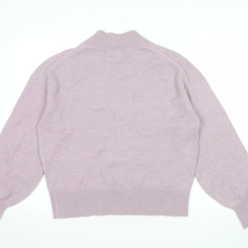 Fat Face Women's Purple Mock Neck Alpaca Wool Blend Jumper Size 8