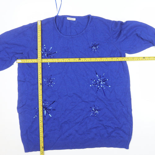 Damart Women Blue Sequin Pullover Jumper Size 22/24