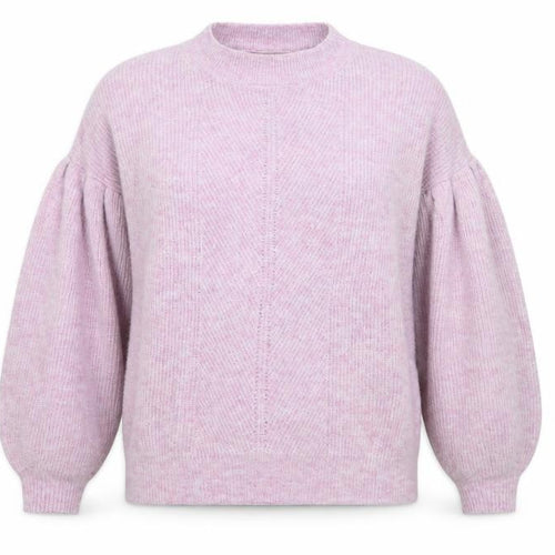 Oliver Bonas Women Pink Puff Sleeve Crew Neck Knit Jumper Size 10