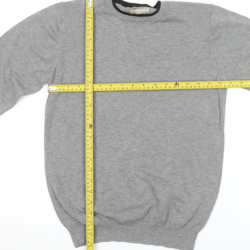 Cotton & Silk Men's Grey Crew Neck Pullover Jumper M