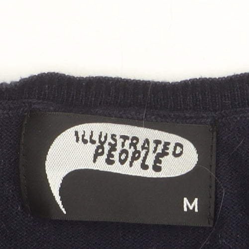 Illustrated People Women's Black Relaxed Fit Pullover Jumper M