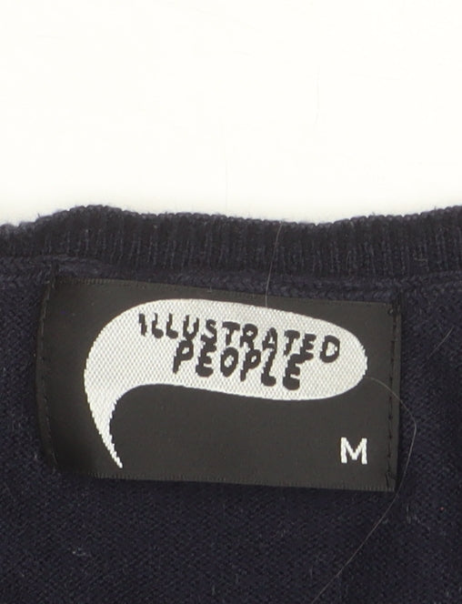 Illustrated People Women's Black Relaxed Fit Pullover Jumper M