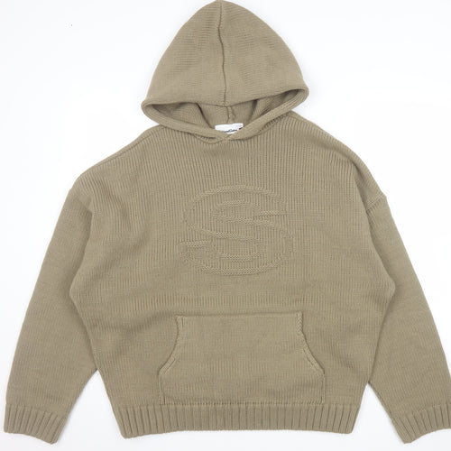 Sisters and Seekers Women’s Beige Hooded Chunky Knit Pullover Jumper Size S