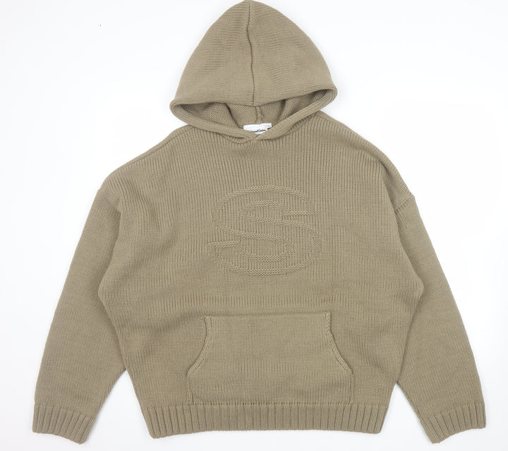 Sisters and Seekers Women’s Beige Hooded Chunky Knit Pullover Jumper Size S