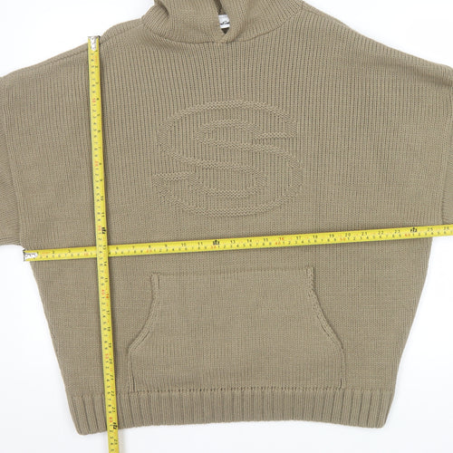 Sisters and Seekers Women’s Beige Hooded Chunky Knit Pullover Jumper Size S