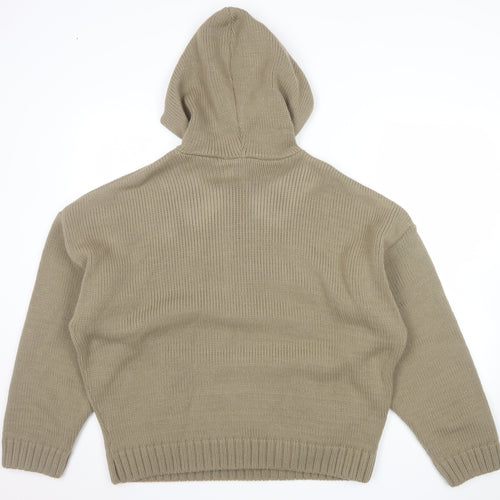 Sisters and Seekers Women’s Beige Hooded Chunky Knit Pullover Jumper Size S