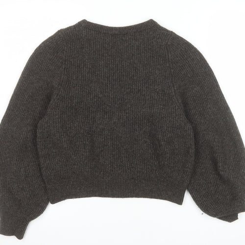 Uniqlo Women Brown Wool Chunky-Knit Crew Neck Jumper XS