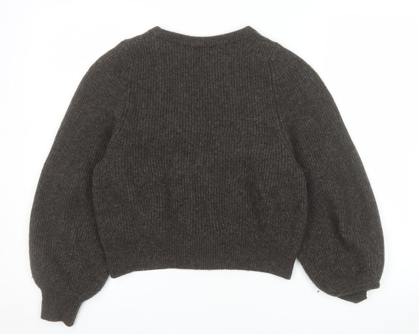 Uniqlo Women Brown Wool Chunky-Knit Crew Neck Jumper XS