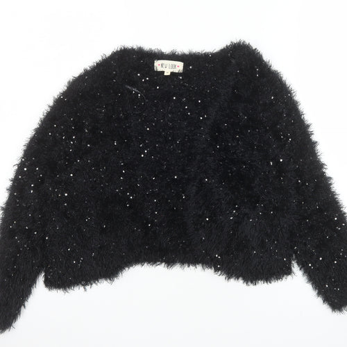 New Look Women’s Black Sequin Fluffy Jumper Size M