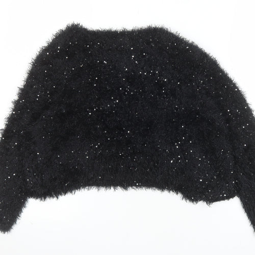 New Look Women’s Black Sequin Fluffy Jumper Size M