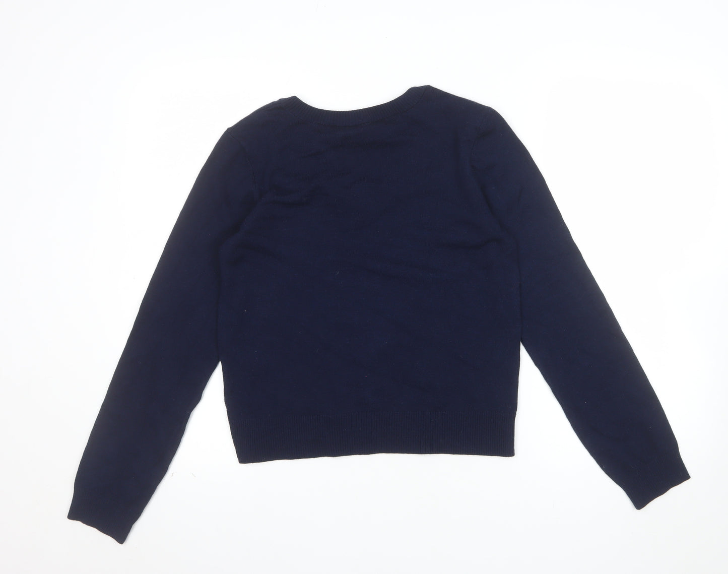 Stradivarius Women's Blue V-Neck Knit Jumper Size 12