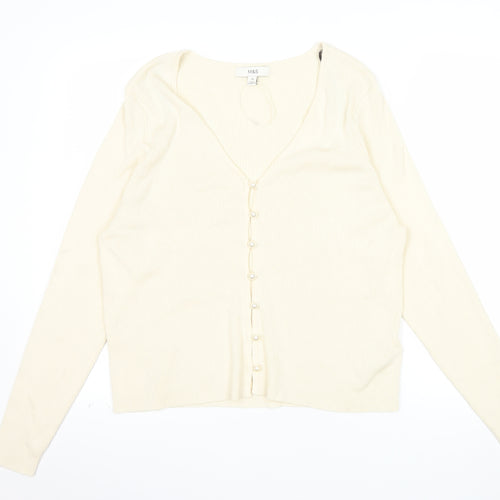 Marks and Spencer Women’s Ivory V-Neck Button Cardigan Size 20