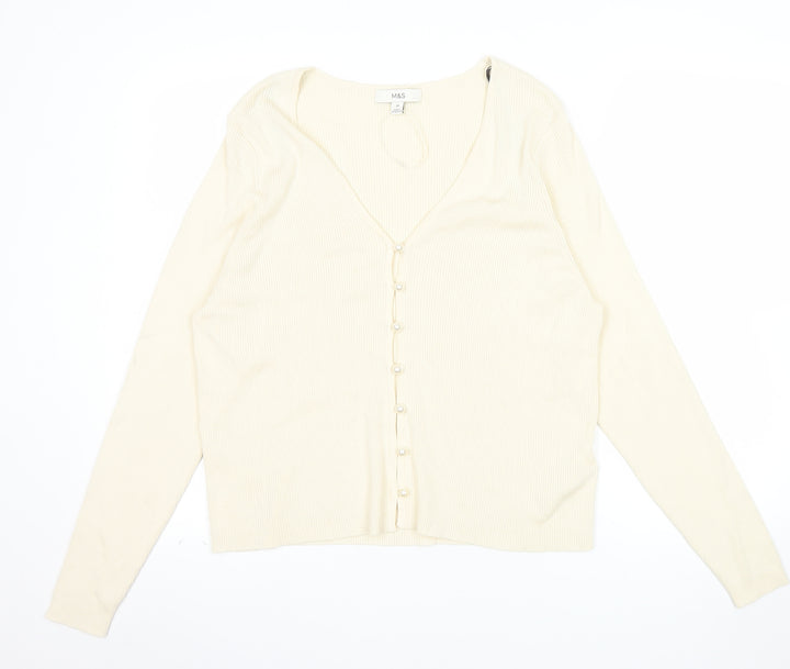 Marks and Spencer Women’s Ivory V-Neck Button Cardigan Size 20