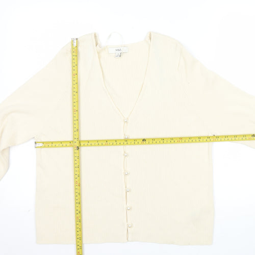 Marks and Spencer Women’s Ivory V-Neck Button Cardigan Size 20