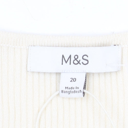 Marks and Spencer Women’s Ivory V-Neck Button Cardigan Size 20