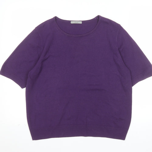 Marks and Spencer Women's Purple Crew Neck Short Sleeve Jumper Size 18