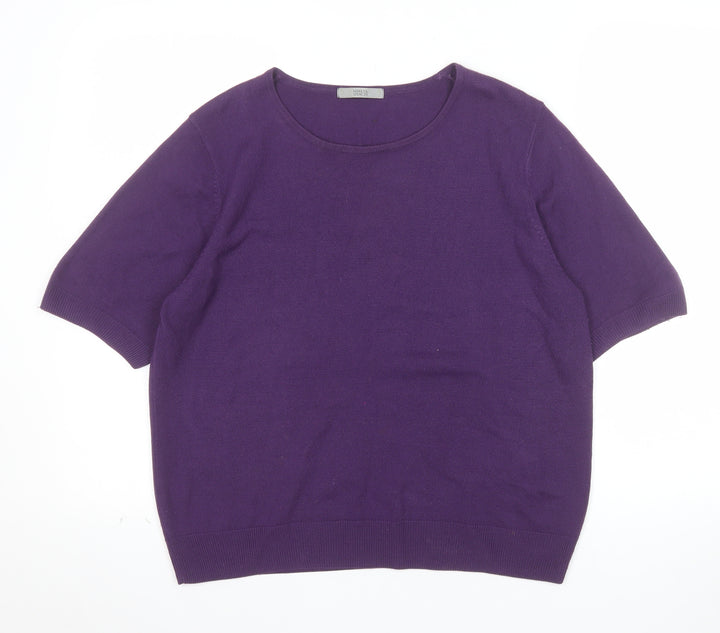 Marks and Spencer Women's Purple Crew Neck Short Sleeve Jumper Size 18
