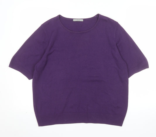 Marks and Spencer Women's Purple Crew Neck Short Sleeve Jumper Size 18