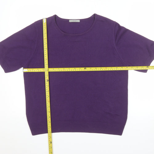 Marks and Spencer Women's Purple Crew Neck Short Sleeve Jumper Size 18