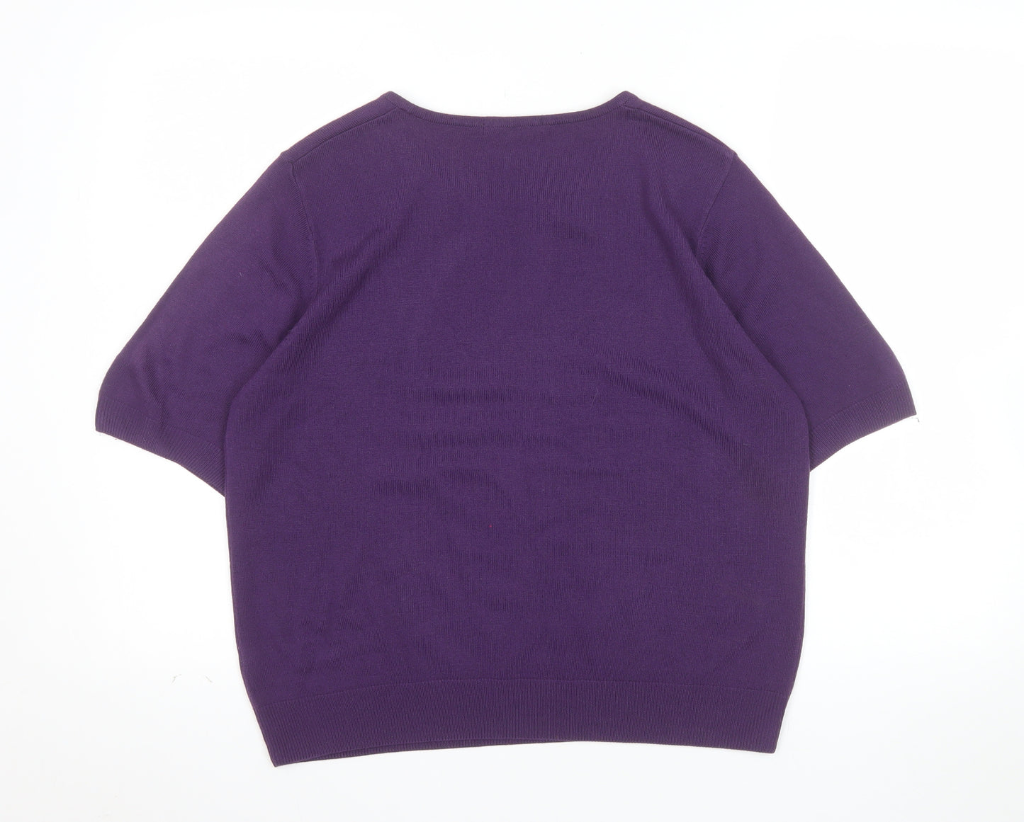 Marks and Spencer Women's Purple Crew Neck Short Sleeve Jumper Size 18