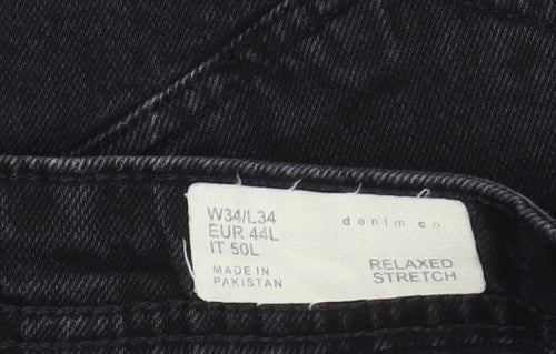 Denim Co Women’s Black Relaxed Stretch Straight Jeans Size 16L