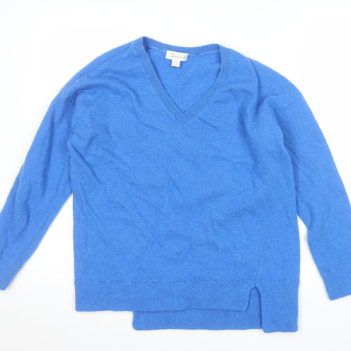 Capture Women’s Blue Lambswool V-Neck Pullover Jumper Size L