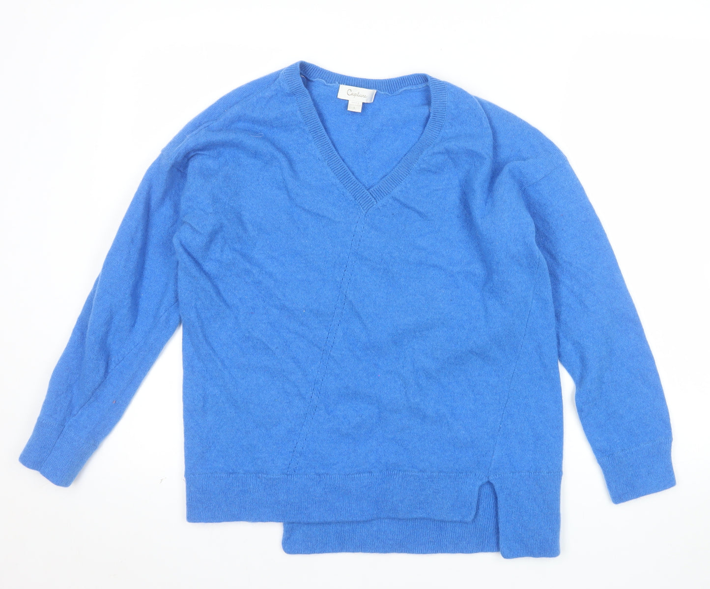 Capture Women’s Blue Lambswool V-Neck Pullover Jumper Size L