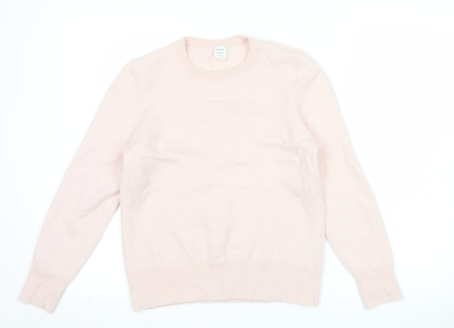 John Lewis Women’s Pink Cashmere Crew Neck Jumper Size 14