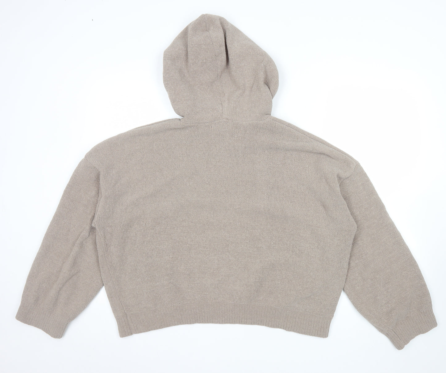 H&M Women Beige Hooded Pullover Knit Jumper Size 12