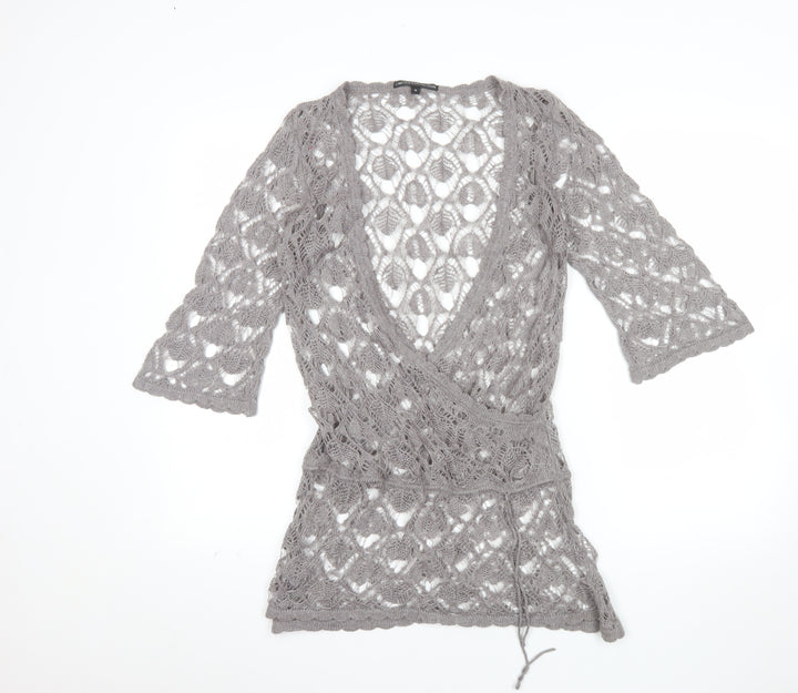 Marks and Spencer Women’s Grey Open-Knit Wrap Jumper M