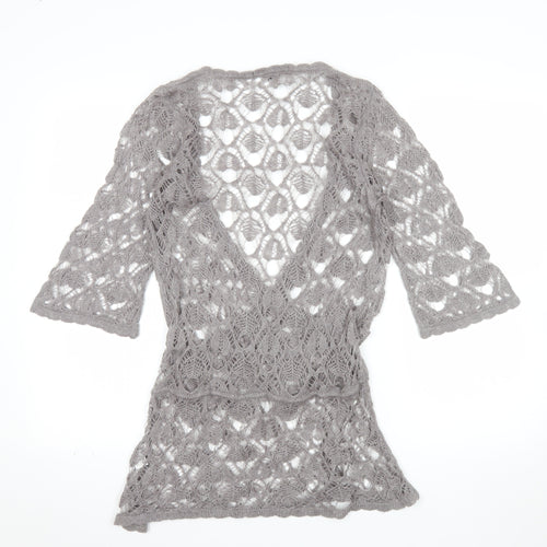 Marks and Spencer Women’s Grey Open-Knit Wrap Jumper M