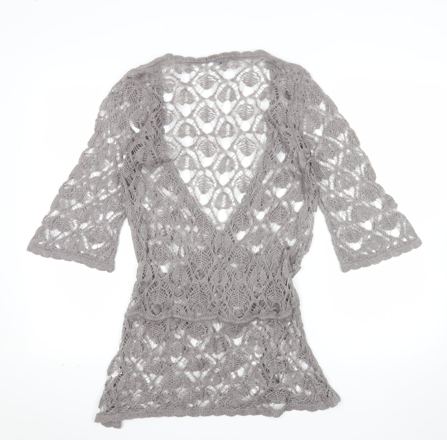 Marks and Spencer Women’s Grey Open-Knit Wrap Jumper M
