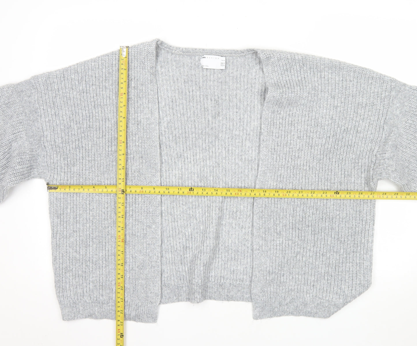 ASOS Design Curve Grey Knit Open Cardigan Women's UK 20 Long Sleeve